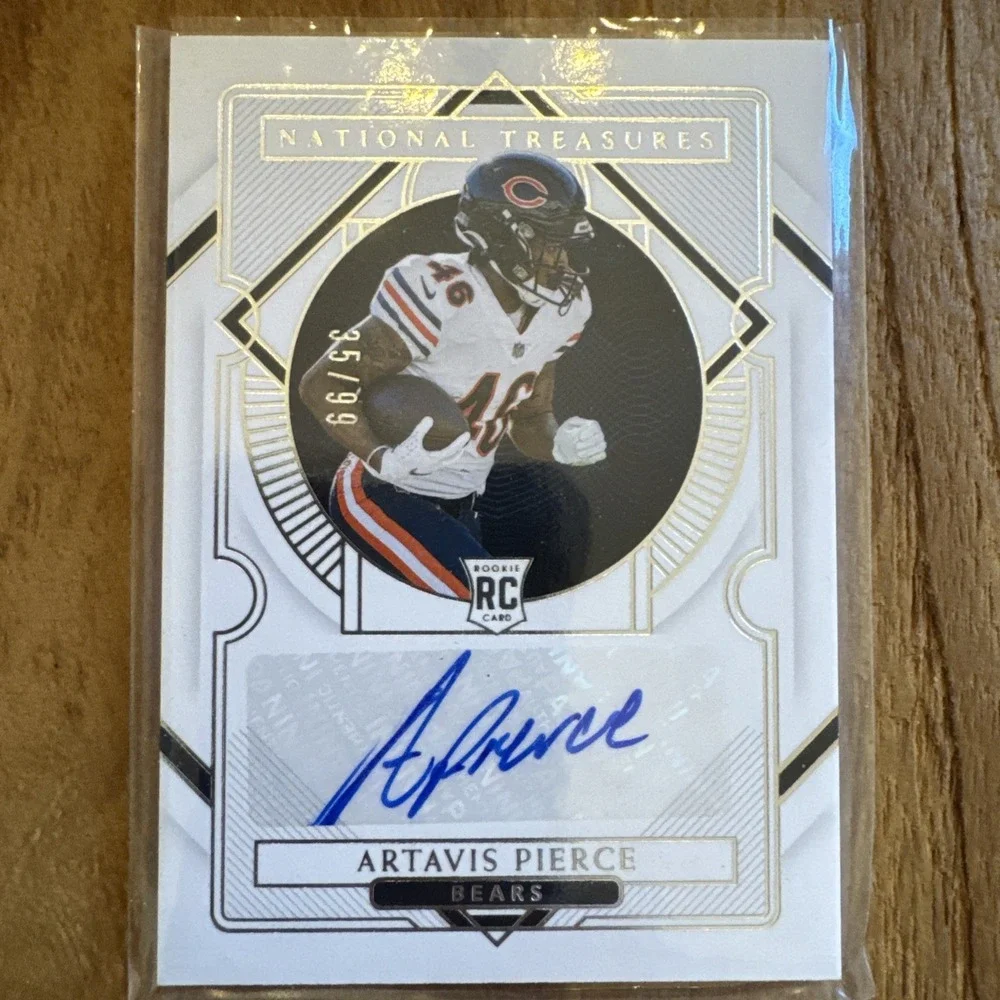 2020 National Treasures Artavis Pierce Rookie Auto /99 #150 Chicago Bears RC SP